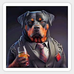 portrait of a rottweiler boss Sticker